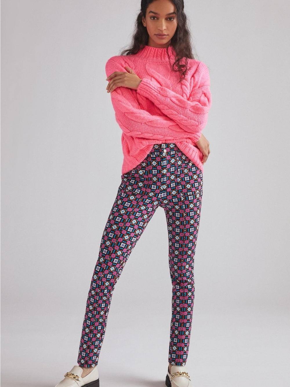 Anthropologie Maeve Slim Ponte Printed Skinny Ankle Geo Pattern Pants